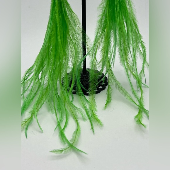 Long Dangle Green Feather Hippie Chic Earrings - Vibrant Whimsical Earrings - Picture 12 of 17